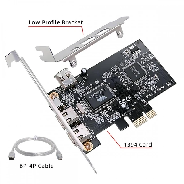 Alt view image 5 of 7 - Vszerda PCI-E 1X 4X 16X to Firewire 400 Capture Card IEEE 1394a PCI Express 4 Ports Card 6Pin and 4Pin IEEE-1394 400Mbps Adapter for Windows Mac Os Linux