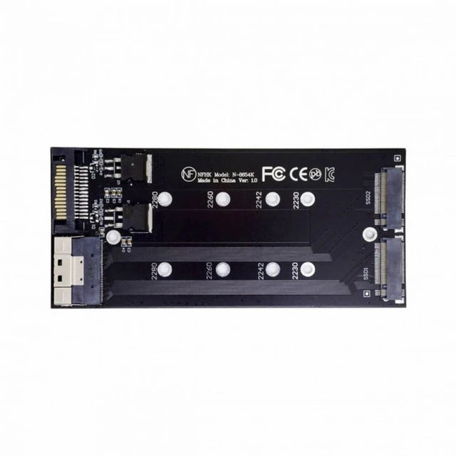 Alt view image 2 of 7 - Vszerda Dual 2X NVME M.2 AHCI to PCIE Express 3.0 4.0 Slimline SFF-8654 8X Raid Card VROC Raid0 Hyper Adapter