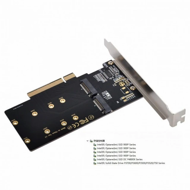 Alt view image 7 of 7 - Vszerda Dual 2X NVME M.2 AHCI to PCIE Express 3.0 Gen3 X8 X16 Raid Card VROC Raid0 Hyper Adapter