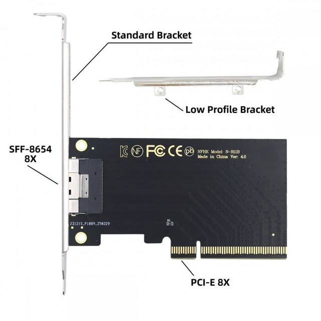 Alt view image 2 of 7 - Vszerda Chenyang External Slimline SFF-8654 8X 74Pin to PCIE Express 3.0 PCIE4.0 Raid Card VROC Raid0 Hyper Adapter