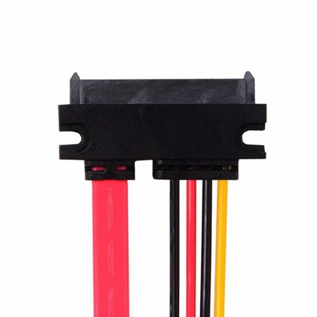 Alt view image 3 of 7 - Vszerda Up Angled SATA III 3.0 7+15 22 Pin SATA Male to Female Data Power Extension Cable 30cm
