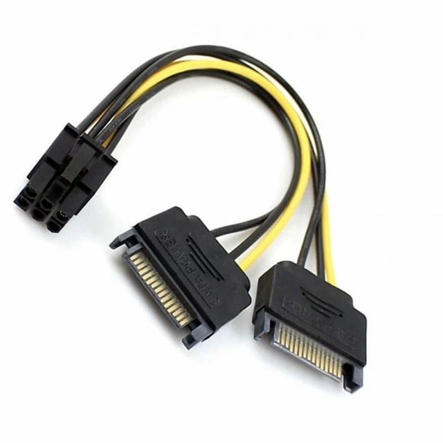 Alt view image 2 of 7 - Vszerda Dual two SATA 15 Pin Male M to PCI-e Express Card 6 Pin Female Graphics Video Card Power Cable 15cm