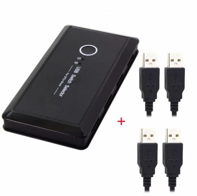 Alt view image 2 of 7 - Vszerda KVM USB 2.0 Switch Selector 2 Port PCs Sharing 4 Devices for Keyboard Mouse Scanner Printer