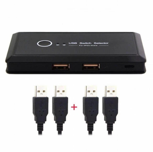 Alt view image 3 of 7 - Vszerda KVM USB 2.0 Switch Selector 2 Port PCs Sharing 4 Devices for Keyboard Mouse Scanner Printer