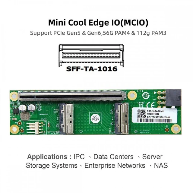 Alt view image 7 of 7 - Vszerda Dual MCIO 8i Mini Cool Edge IO SFF-TA-1016 to PCIE5.0 PCI-Express 16x VROC Adapter for Mainboard SSD Graphics Card