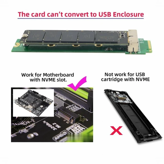 Alt view image 3 of 7 - Vszerda PCI Express PCI-E 4X M.2 NGFF M-Key to 12Pin+16Pin Contacts SSD Convert Card for 2013 2014 2015 2016 2017 Mac A1493 A1502 A1465 A1466