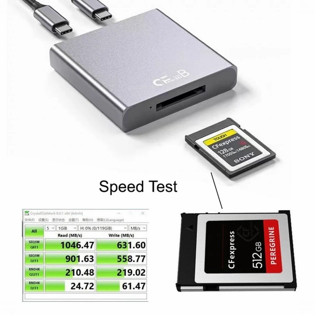 Alt view image 2 of 7 - Vszerda USB3.1 Type-C USB3.0-A to CF Express Extension Card Reader for CFE Type-B Support R5 Z6 Z7 CFB Memory Card