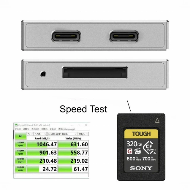 Alt view image 3 of 7 - Vszerda USB3.1 Type-C USB3.0-A to CF Express Extension Card Reader for CFE Type-A Support CFA Memory Card