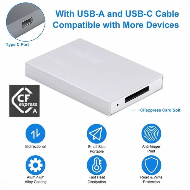 Alt view image 5 of 7 - Vszerda USB3.1 Type-C USB3.0-A to CF Express Extension Card Reader for CFE Type-A Support CFA Memory Card