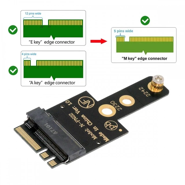 Alt view image 3 of 7 - Vszerda 2230 NGFF A+E-Key Male to NVME M-key Female Extension Adapter for Laptop Mainboard SSD 2230 2242