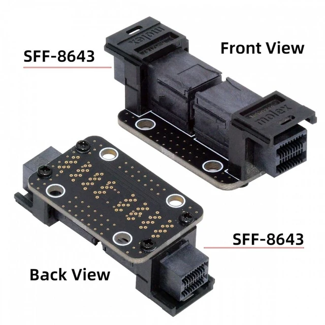 Alt view image 2 of 7 - Vszerda PCI-Express 4.0 Mini SAS HD SFF-8643 Female to SFF-8643 Female PCBA Coupler Adapter Extender