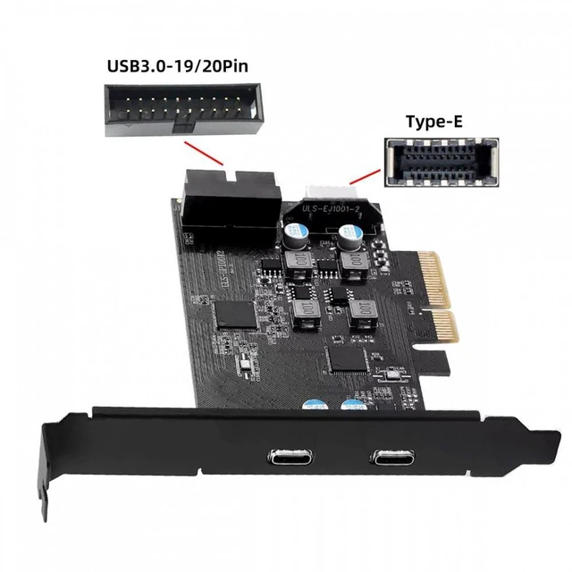 Main image of Vszerda 10Gbps Type-E USB 3.1 Front Panel Socket & USB3.0 19Pin/20Pin & Dual Type-C USB-C to PCI-E Express Card Adapter ASM3142 VL822