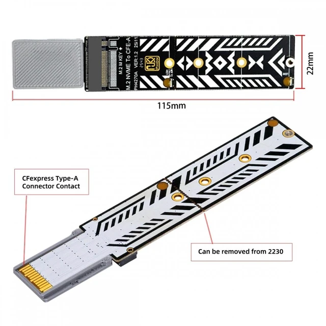 Alt view image 7 of 7 - Vszerda CFexpress Type-A to NVME 2230 2240 2260 2280 Memory Card Kit Case CFE CFA NGFF M-key Adapter for Camera 8K RAW PCIe Expansion