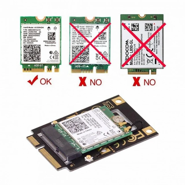 Alt view image 5 of 7 - Vszerda NGFF M.2 Key-A to Mini PCI-E PCI Express Converter Adapter for 9260 8265 7260 AC Wifi Bluetooth Wireless Card