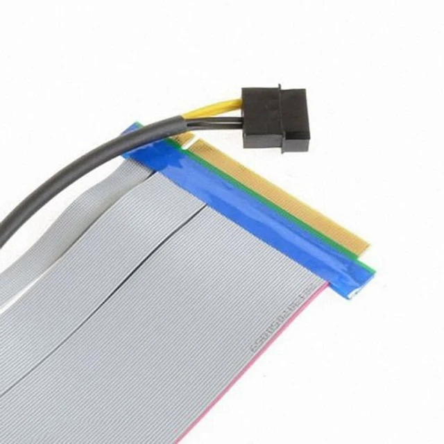 Alt view image 3 of 7 - Vszerda PCI-E Express 16X to 16x Riser Extender Card with Molex IDE Power Ribbon Cable 20cm