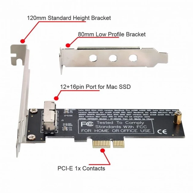 Alt view image 4 of 7 - Vszerda PCI Express PCI-E 1X to 12+16Pin 2013-2017 Mac Pro Air SSD Convert Card for A1493 A1502 A1465 A1466