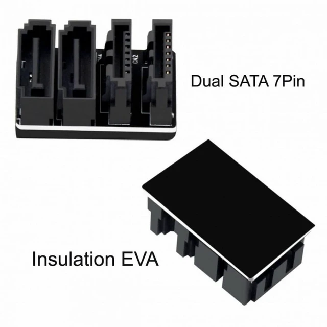 Alt view image 4 of 7 - Vszerda Dual SATA 7Pin Female to 7Pin Male 360 Degree Angled Adapter Low Profile for Desktops SSD HDD Mainboard Motherboard