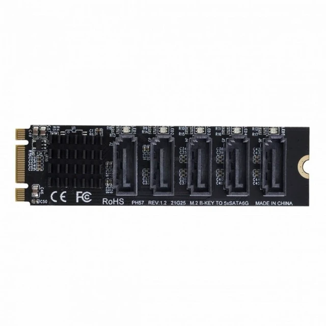 Alt view image 6 of 7 - Vszerda NGFF Key B+M to SATA 3.0 6Gbps 5 Ports Adapter Converter PM Multi Port Select JMB575 2280