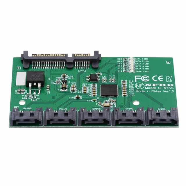 Alt view image 2 of 7 - Vszerda SATA 3.0 6Gbps 1 to 5 Splitter Ports HUB Adapter Converter PM Multiplier Port Selector JMB575