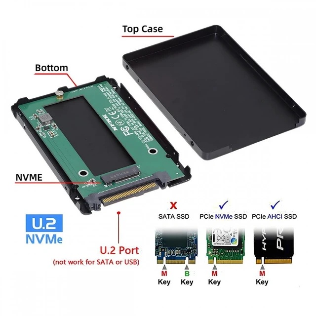 Alt view image 2 of 5 - Vszerda SFF-8639 NVME U.2 to M.2 M-Key PCIe SSD Case Enclosure for Mainboard Replace SSD 750 p3600 p3700