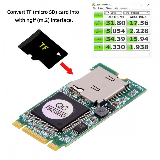 Alt view image 4 of 7 - Vszerda 22x42mm M.2 NGFF B-Key to Micro SD T-Flash TF Card Rearder B+M Key Adapter Embedded for Industrial Mobile SSD