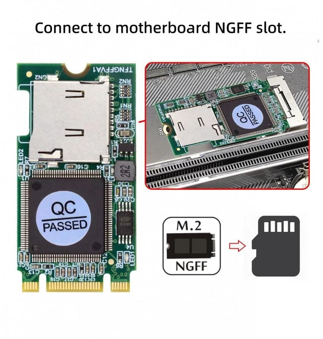 Alt view image 5 of 7 - Vszerda 22x42mm M.2 NGFF B-Key to Micro SD T-Flash TF Card Rearder B+M Key Adapter Embedded for Industrial Mobile SSD