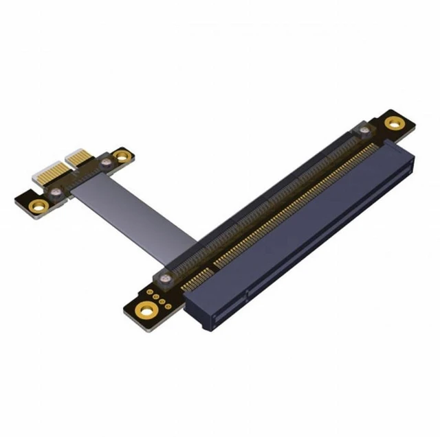 Alt view image 2 of 6 - Vszerda PCI-E Gen3.0 1x To 16x Riser Cable 30cm PCI-Express PCI-E X16 Extender Right Angled Elbow Design