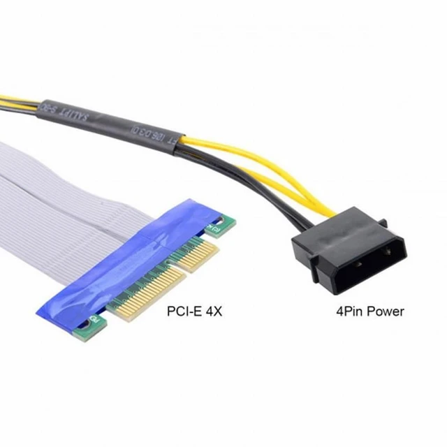 Alt view image 2 of 7 - Vszerda PCI-E Express 4x to 16x Flex Cable Extender Converter Riser Card Adapter with 4pin Power 15cm