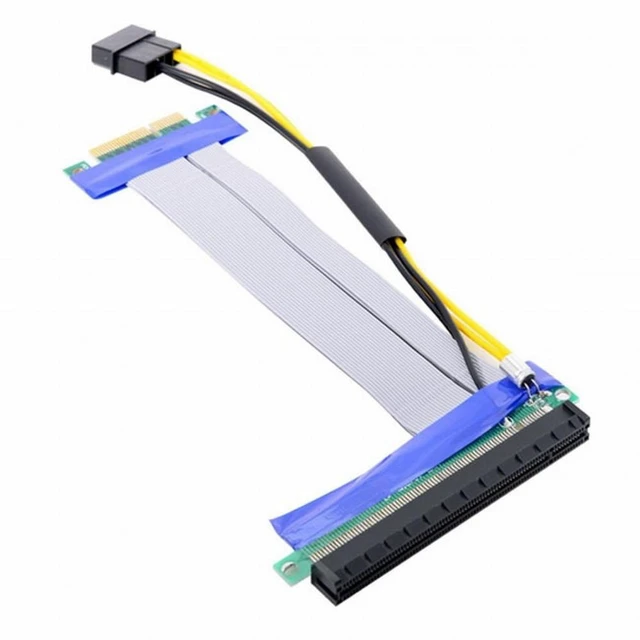 Alt view image 4 of 7 - Vszerda PCI-E Express 4x to 16x Flex Cable Extender Converter Riser Card Adapter with 4pin Power 15cm