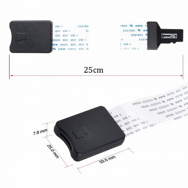 Alt view image 3 of 7 - Vszerda Micro-SD TF Memory Card Kit Male to TF Female Extension Soft Flat FPC Cable Extender 25cm