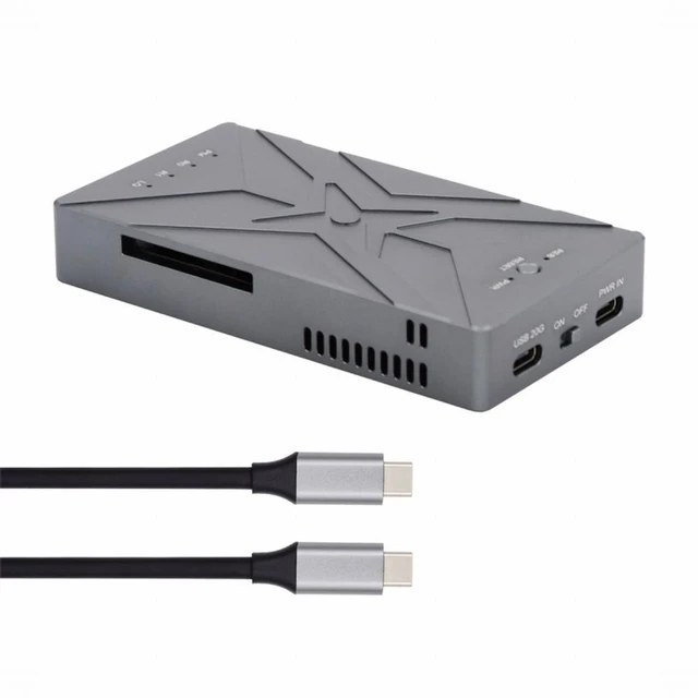 Main image of Vszerda Dual NVME M.2 NGFF M-Key to Type-C USB-C Raid0 Raid1 JBOD Big Enclosure 20Gbps with Fan Raid0 Hyper Adapter