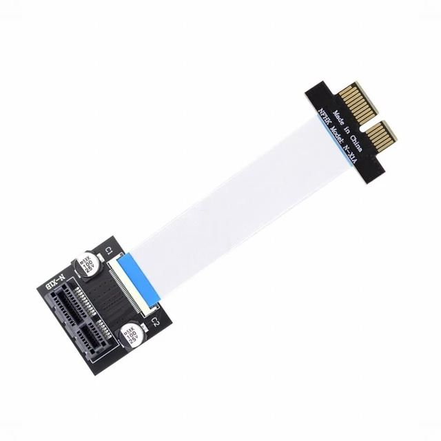 Alt view image 2 of 6 - Vszerda Low Profile PCI-E Express 1X Slot Riser Card Extender Extension Ribbon Flex Relocate Cable 10cm 90 Degree Angled