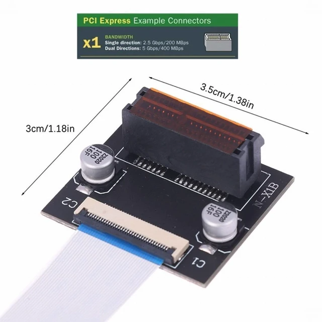 Alt view image 6 of 6 - Vszerda Low Profile PCI-E Express 1X Slot Riser Card Extender Extension Ribbon Flex Relocate Cable 10cm 90 Degree Angled