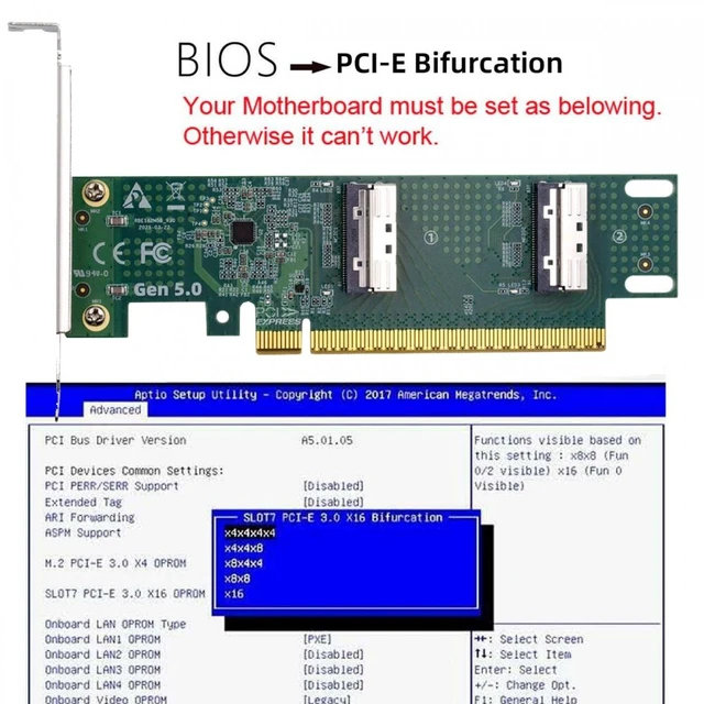 Alt view image 5 of 7 - Vszerda Chenyang PCIE5.0 PCI-Express 16x to Dual MCIO 8i Mini Cool Edge IO SFF-TA-1016 VROC Virtual RAID Adapter for Mainboard SSD Graphics Card