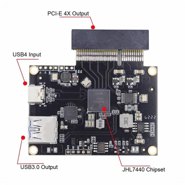 Alt view image 2 of 7 - Vszerda USB4.0 Type-C USB4 40Gbps to PCI-E SSD 4x Graphics Card Converter Cable USB4.0 40Gbps JHL7440 Chipset