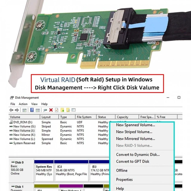Alt view image 7 of 7 - Vszerda PCIE5.0 PCI-Express 8x to MCIO 8i Mini Cool Edge IO SFF-TA-1016 VROC Adapter for Mainboard SSD Graphics Card