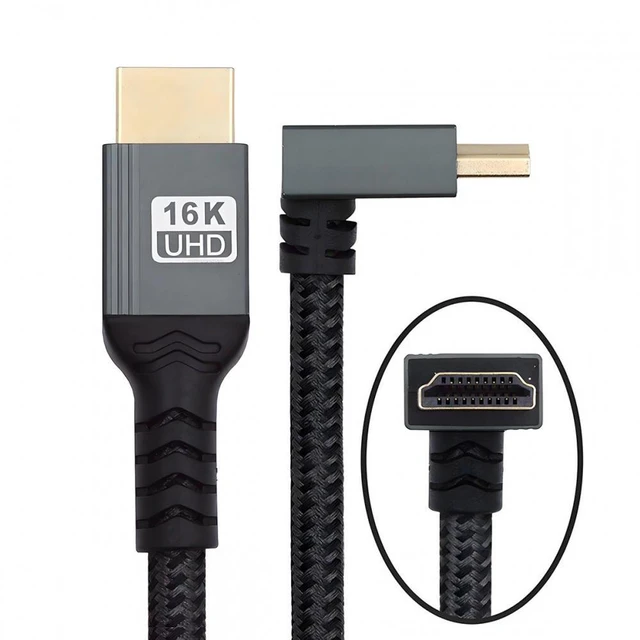 Main image of Vszerda Up Angled 16K 8K UHD HDMI 2.2 Version Type-A Male to HDMI Male HDTV Cable 90 Degree for HDTV Desktop Laptop Monitor (1.0M)