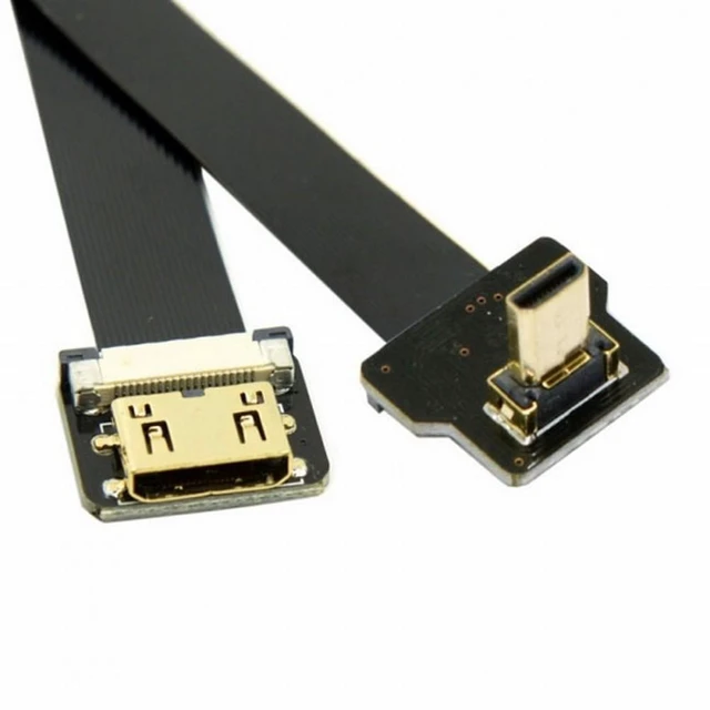 Alt view image 4 of 7 - Vszerda CYFPV Up Angled 90 Degree FPV Micro HDMI Male to Mini HDMI Female FPC Flat Cable 10cm for FPV HDTV Multicopter Aerial Photography (0.8M)