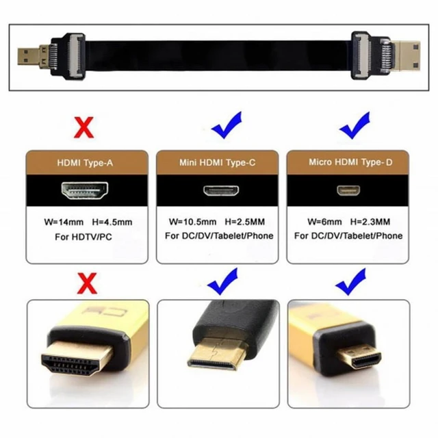 Alt view image 3 of 7 - Vszerda CYFPV Mini HDMI Male to Micro HDMI Male Extension FPC Flat Cable 1080P for FPV HDTV Multicopter Aerial Photography (0.8M)