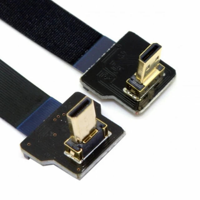 Main image of Vszerda CYFPV 90 Degree Down Angled FPV Micro HDMI Male to Up Angled Micro HDMI FPC Flat Cable for FPV HDTV Multicopter Aerial Photography (0.8M)