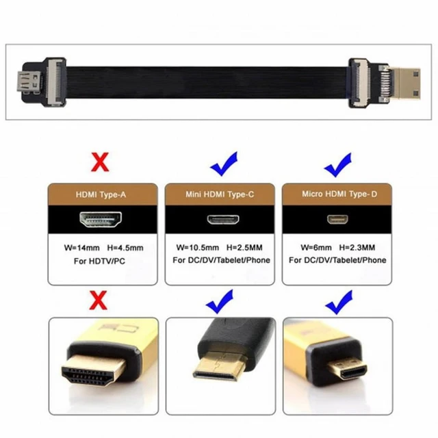 Alt view image 2 of 7 - Vszerda CYFPV Mini HDMI Male to Micro HDMI Female Extension FPC Flat Cable 1080P for FPV HDTV Multicopter Aerial Photography (0.5M)