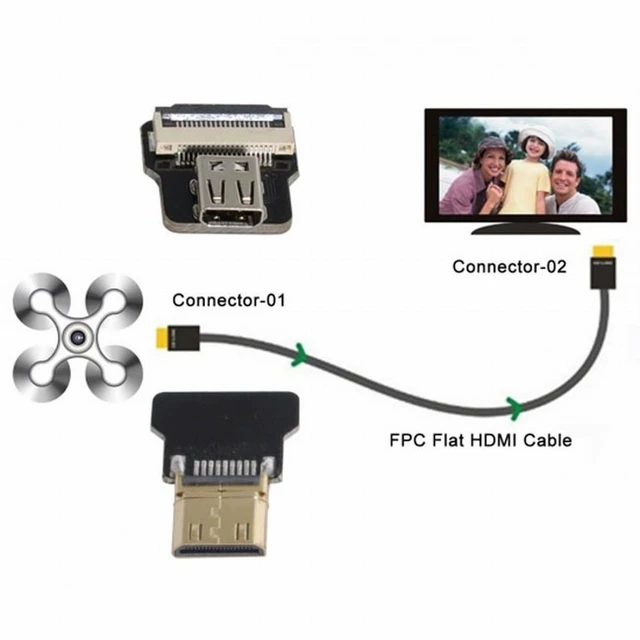 Alt view image 3 of 7 - Vszerda CYFPV Mini HDMI Male to Micro HDMI Female Extension FPC Flat Cable 1080P for FPV HDTV Multicopter Aerial Photography (0.5M)