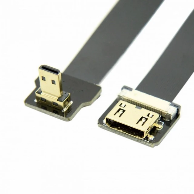 Alt view image 7 of 7 - Vszerda CYFPV Down Angled 90 Degree FPV Micro HDMI Male to Mini HDMI Female FPC Flat Cable 10cm for FPV HDTV Multicopter Aerial Photography (0.8M)