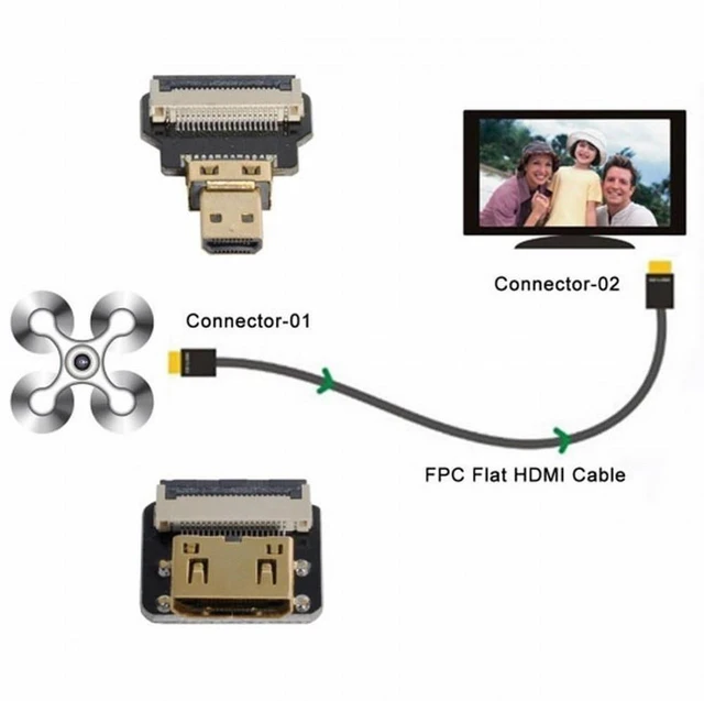 Alt view image 4 of 7 - Vszerda CYFPV Mini HDMI Female to Micro HDMI Male Extension FPC Flat Cable 1080P for FPV HDTV Multicopter Aerial Photography (0.5M)