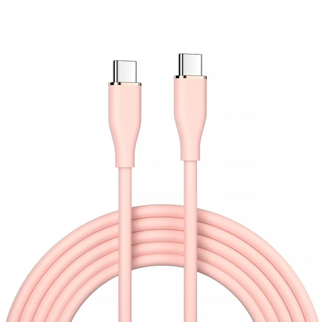 Main image of Vszerda Colorful USB-C 480Mbps Type-C Male to Male Cable Ultra Soft High Flex 65W Hyper Super Flexible Cord (Pink 100cm)