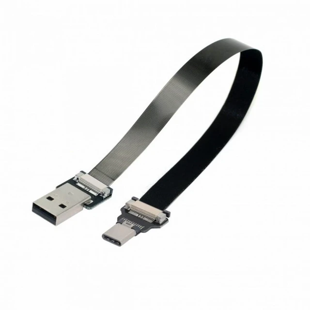 Alt view image 2 of 7 - Vszerda USB 2.0 Type-A Male to USB-C Type-C Male Data Flat Slim FPC Cable for FPV Disk Phone