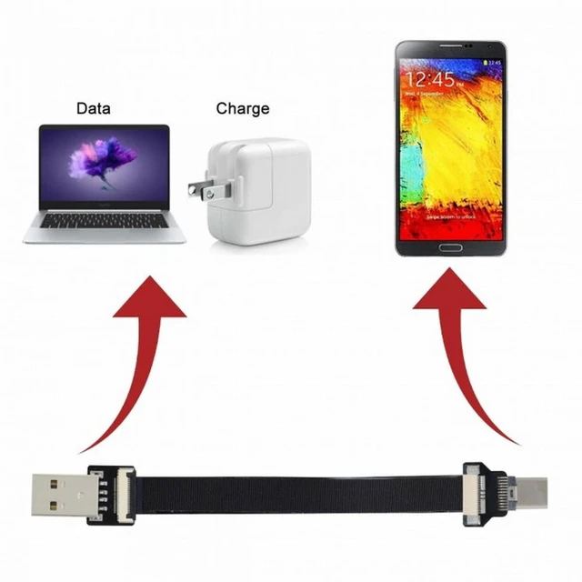 Alt view image 4 of 7 - Vszerda USB 2.0 Type-A Male to USB-C Type-C Male Data Flat Slim FPC Cable for FPV Disk Phone