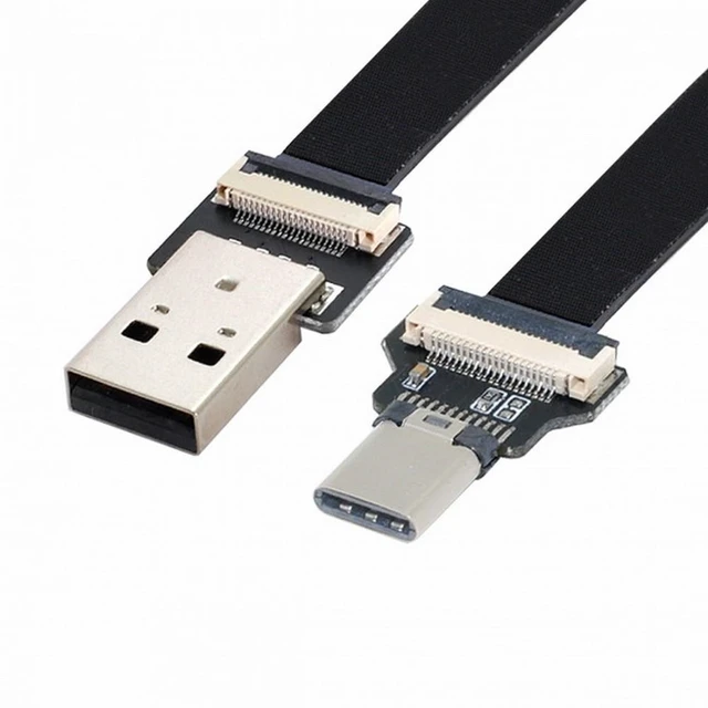 Alt view image 7 of 7 - Vszerda USB 2.0 Type-A Male to USB-C Type-C Male Data Flat Slim FPC Cable for FPV Disk Phone