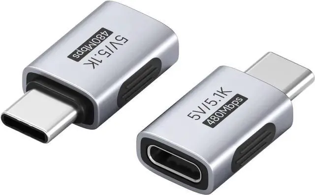 Main image of Vszerda 5.1k Resistor 5V/3A Charging Adapter 2 Pack, 15W USB C Male to USB C Female Adapter for Shaver Trimmer Headphone Fan Electric Screwdriver (ZJTN05)