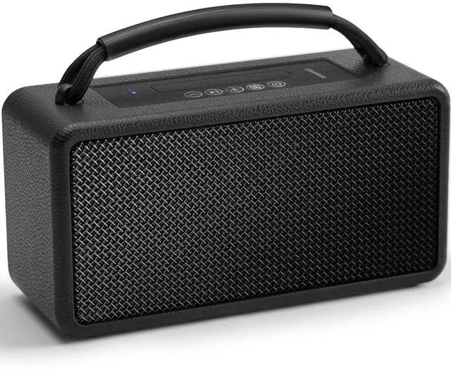 Main image of Portable Bluetooth Speaker: 80W (Peak), 20H Playtime, Loud Wireless Wood Speakers with Bass, AUX and USB Input, Subwoofer, TWS Pairing, Vintage Speaker for Outdoor, Home, Office (Black)